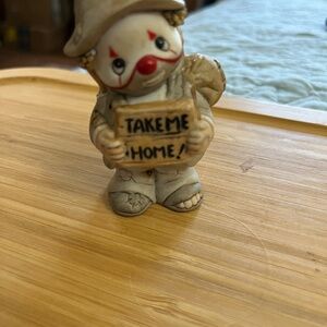 Enesco Vintage Clown Figurine with Red and Cream Accents